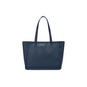Bolsa De Hombro Longchamp Cuero Azul Marino | 253918VQR