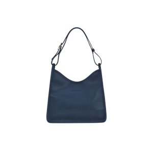 Bolsa De Hombro Longchamp Cuero Azul Marino | 538092GZW