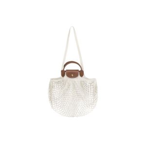 Bolsa De Hombro Longchamp Ecru Lona Beige | 968431TEN