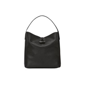 Bolsa De Hombro Longchamp Hobo Cuero Negras | 107642SCP