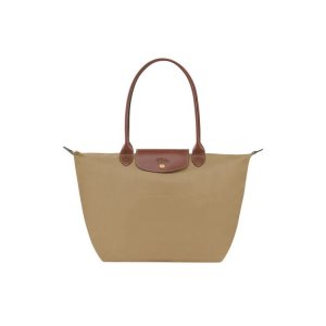 Bolsa De Hombro Longchamp L Desert Recycled canvas Kaki | 756429AJY
