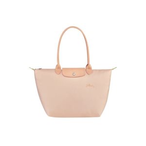 Bolsa De Hombro Longchamp L Flowers Recycled canvas Rosas Claro | 405231GTW