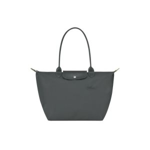 Bolsa De Hombro Longchamp L Recycled canvas Gris Oscuro | 376825CGM
