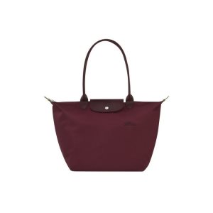 Bolsa De Hombro Longchamp L Recycled canvas Burdeos | 718236YFC