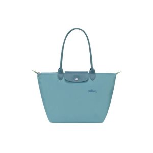 Bolsa De Hombro Longchamp L Thunderstorm Recycled canvas Azules | 019573IRD