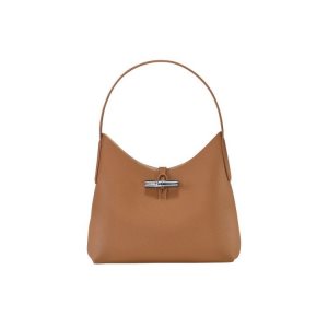 Bolsa De Hombro Longchamp M Cuero Beige | 953601BGV
