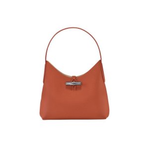 Bolsa De Hombro Longchamp M Cuero Rojas Oscuro | 132540YDL