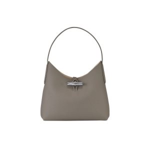 Bolsa De Hombro Longchamp M Turtledove Cuero Gris | 310689QDN