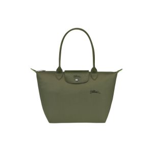 Bolsa De Hombro Longchamp S Forest Recycled canvas Verde | 758096UZA