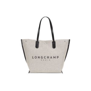 Bolsa De Hombro Longchamp Shopping L Ecru Lona Beige | 091763ZCI