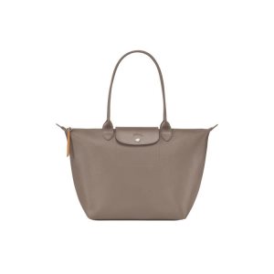 Bolsa De Hombro Longchamp Shopping L Lona Gris Marrones | 981052JKV