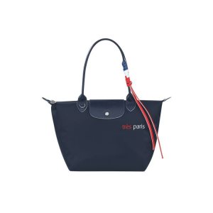 Bolsa De Hombro Longchamp Shopping S Recycled canvas Azul Marino | 072539DYG