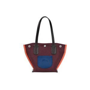 Bolsa De Hombro Longchamp Shopping Xs Lona Burdeos | 541679IQS