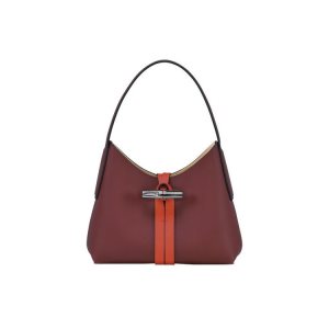 Bolsa De Hombro Longchamp Xs Cuero Burdeos Naranjas | 529836AZJ