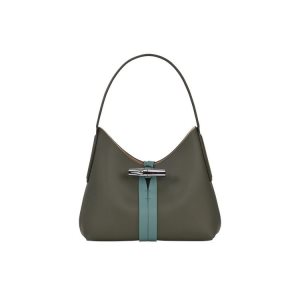 Bolsa De Hombro Longchamp Xs Cuero Kaki Gris Verde | 076149VRJ