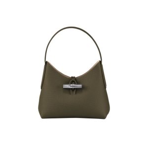 Bolsa De Hombro Longchamp Xs Cuero Kaki | 450218OSM