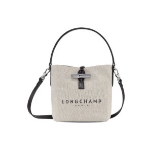 Bolsos Cruzados Longchamp Bucket S Ecru Lona Beige | 158432BDT