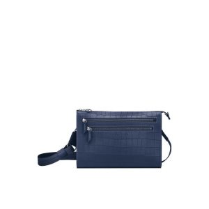 Bolsos Cruzados Longchamp Cuero Azul Marino | 613850AKD