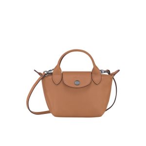 Bolsos Cruzados Longchamp Hazelnut Cuero Beige | 637059JKG