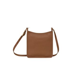 Bolsos Cruzados Longchamp Zipped L Caramel Cuero Marrones | 496870PJZ