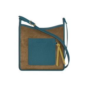 Bolsos Cruzados Longchamp Zipped L Cuero Kaki | 962475EOZ