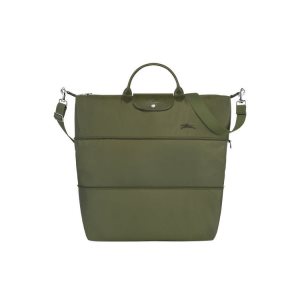 Bolsos De Viaje Longchamp Expandable Forest Recycled canvas Verde | 841372XFS