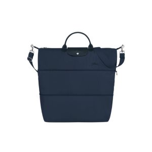 Bolsos De Viaje Longchamp Expandable Recycled canvas Azul Marino | 716849CNO