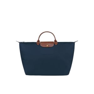 Bolsos De Viaje Longchamp L Recycled canvas Azul Marino | 672143TYF