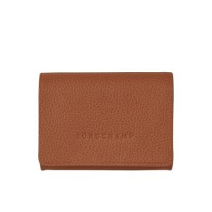 Cardholders & Coin Purses Longchamp Caramel Cuero Marrones | 021348FTI