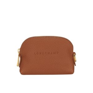Cardholders & Coin Purses Longchamp Caramel Cuero Marrones | 298710JAS