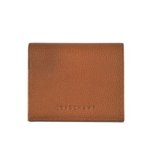 Cardholders & Coin Purses Longchamp Caramel Cuero Marrones | 742659EIX