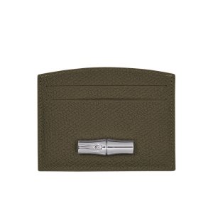 Cardholders & Coin Purses Longchamp Card Cuero Kaki | 013285IPH
