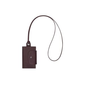Cardholders & Coin Purses Longchamp Card With Necklace Cuero Burdeos | 039684PNE
