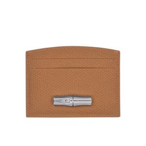 Cardholders & Coin Purses Longchamp Card Cuero Beige | 172960QKF