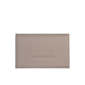 Cardholders & Coin Purses Longchamp Card Turtledove Cuero Gris | 301897JZO