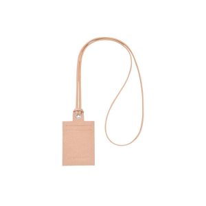 Cardholders & Coin Purses Longchamp Card With Necklace Flowers Cuero Rosas Claro | 382906RUD