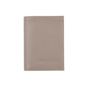 Cardholders & Coin Purses Longchamp Card Turtledove Cuero Gris | 403785JGD