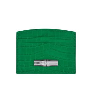 Cardholders & Coin Purses Longchamp Card Cuero Verde | 497681XWD