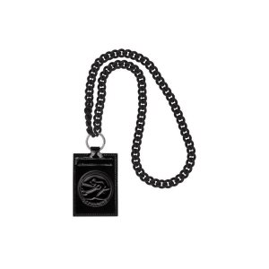 Cardholders & Coin Purses Longchamp Card With Necklace Cuero Negras | 610284VBX