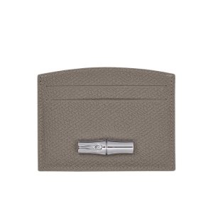 Cardholders & Coin Purses Longchamp Card Turtledove Cuero Gris | 615409OFB