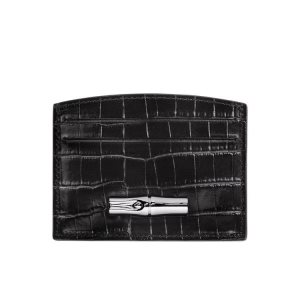 Cardholders & Coin Purses Longchamp Card Cuero Negras | 652918INL