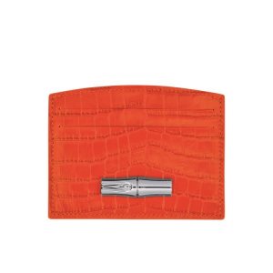 Cardholders & Coin Purses Longchamp Card Cuero Naranjas | 658074IVL