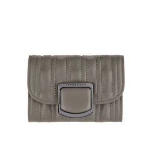 Cardholders & Coin Purses Longchamp Card Turtledove Cuero Gris | 681243MKJ