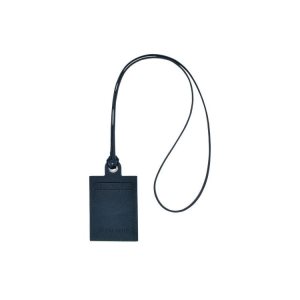 Cardholders & Coin Purses Longchamp Card With Necklace Cuero Azul Marino | 683594GLD