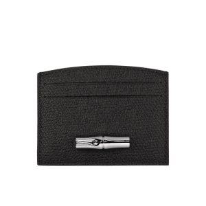 Cardholders & Coin Purses Longchamp Card Cuero Negras | 802749CVI