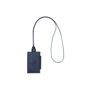 Cardholders & Coin Purses Longchamp Card With Necklace Cuero Azul Marino | 905873BGW