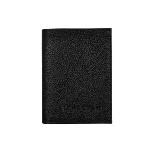 Cardholders & Coin Purses Longchamp Card Cuero Negras | 910583FHS