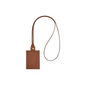 Cardholders & Coin Purses Longchamp Card With Necklace Cuero Marrones | 918735TBS