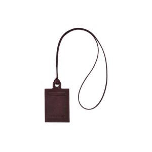 Cardholders & Coin Purses Longchamp Card With Necklace Cuero Burdeos | 934268CXD
