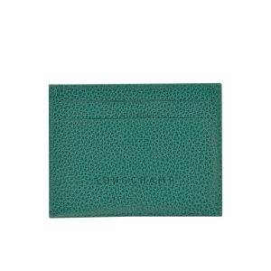 Cardholders & Coin Purses Longchamp Cuero Gris Verde | 580624LVT